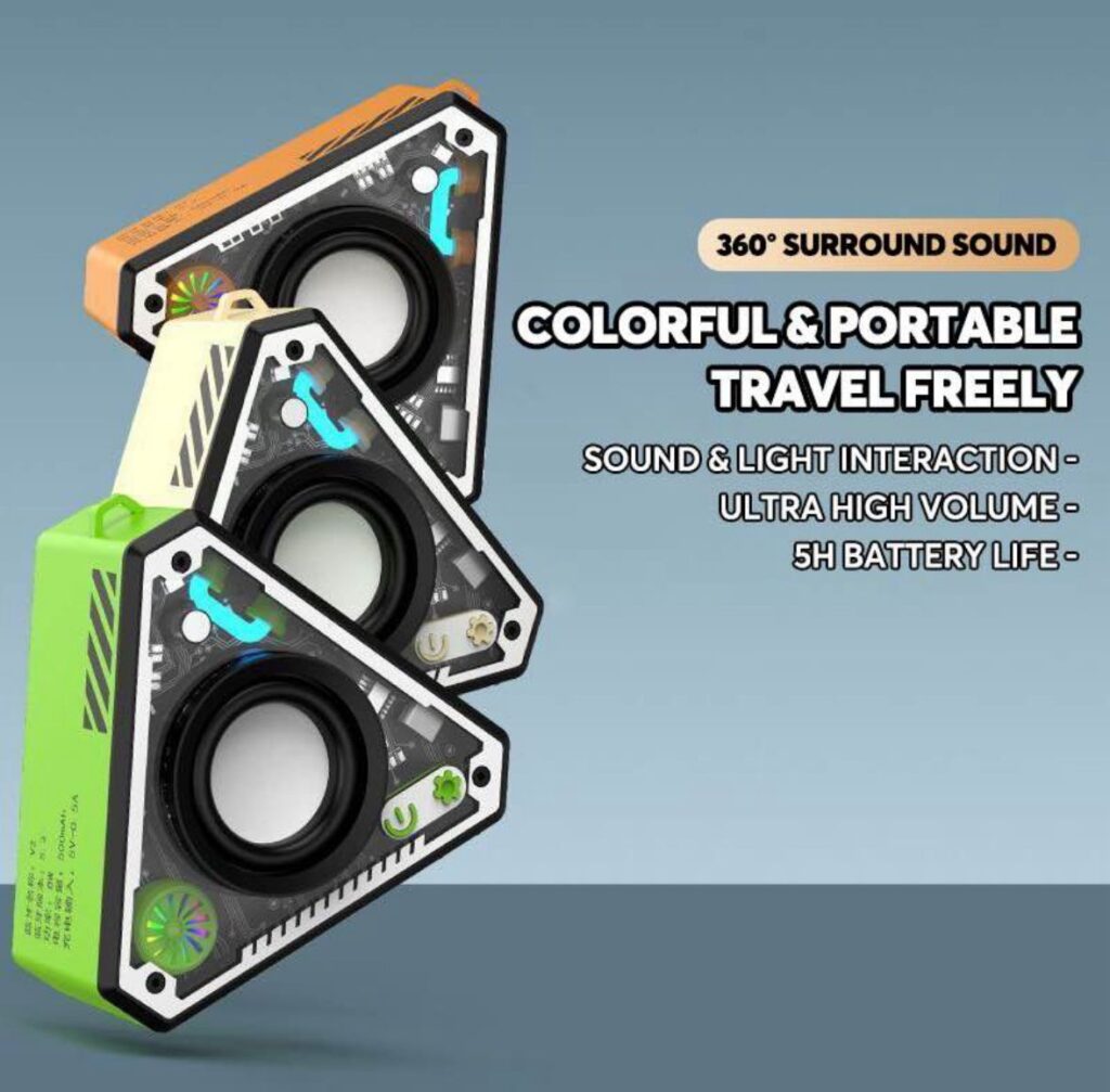 V2 Bluetooth Speaker with Transparent RGB Led Light with extra large Sound with Heavy Bass Compatible with Phone Computer Laptop