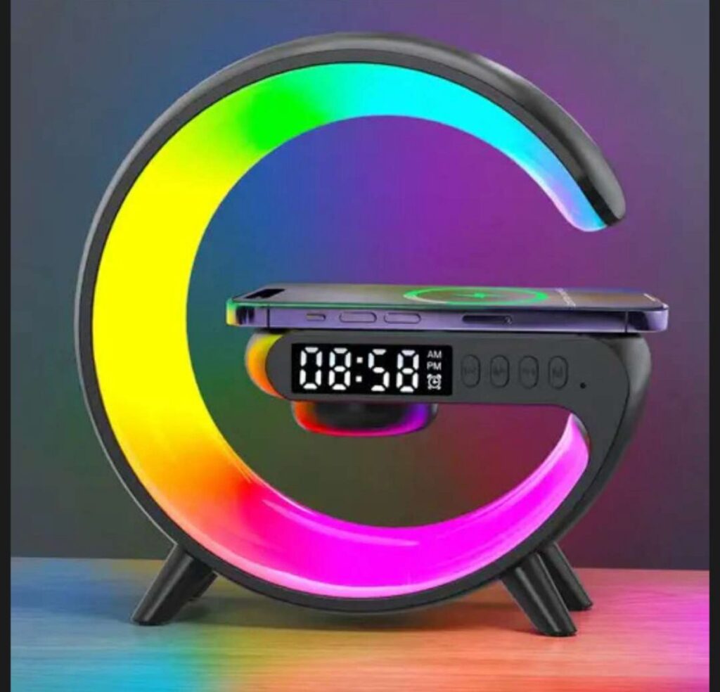 G63 Bluetooth Speaker Multi-function, Wireless Charger For Iphone, Desk Lamp With Wireless RGB light with table watch